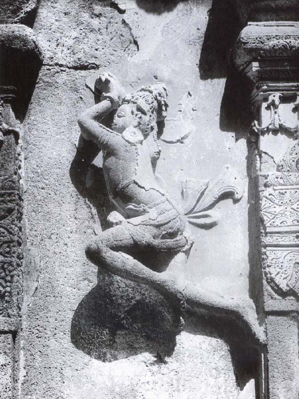 unknow artist Durga and the demon.  Mahisasaramardini-cave Mahabalipuram Spain oil painting art